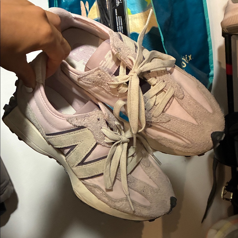 New Balance Light Pink Suede & Mesh Trainers